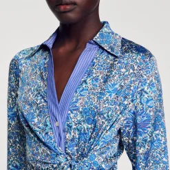 Abito A Camicia Midi Con Stampa A Fiori