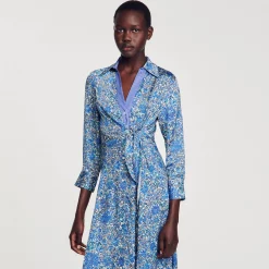 Abito A Camicia Midi Con Stampa A Fiori