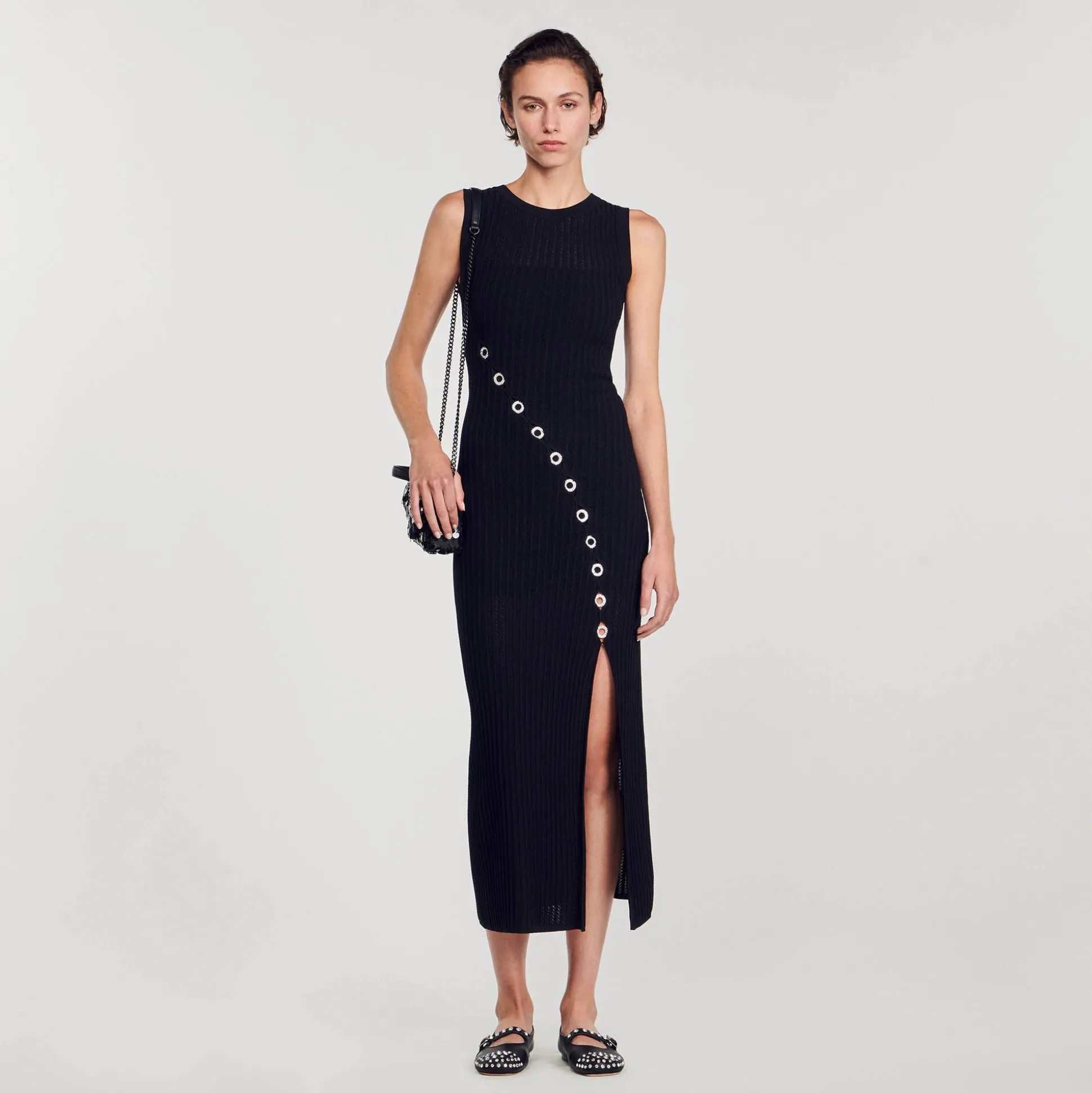 Abito Lungo Con Gioielli In Strass