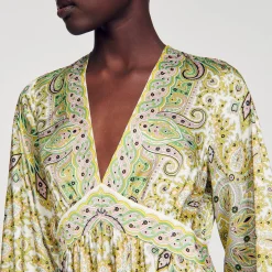 Abito Lungo Con Stampa A Foulard