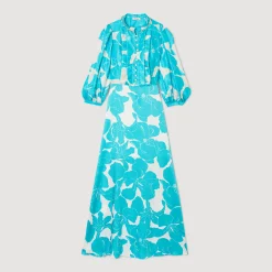 Abito Lungo Fluido Con Stampa A Fiori