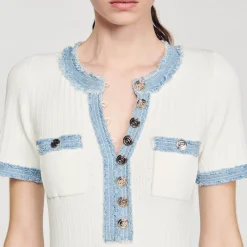 Abito Midi In Maglia E Denim