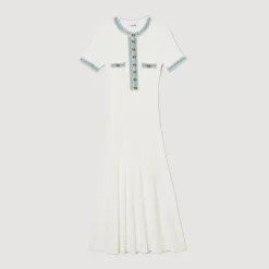 Abito Midi In Maglia E Denim
