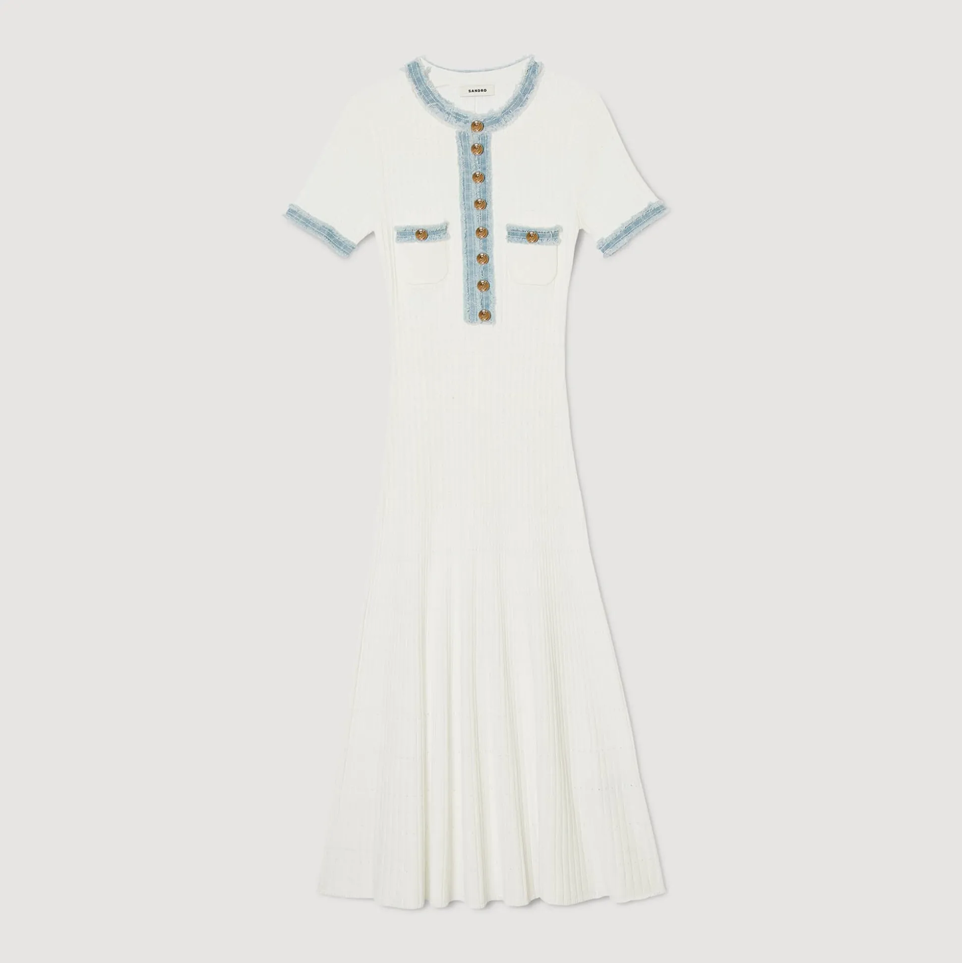 Abito Midi In Maglia E Denim