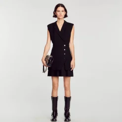 Abito Plissettato In Tweed