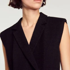 Abito Plissettato In Tweed