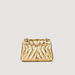 Borsa In Pelle Metallizzata Trapuntata