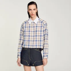 Camicia A Quadri Glitterata