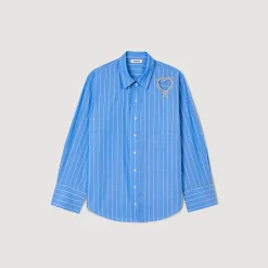 Camicia A Righe E Cuore In Strass