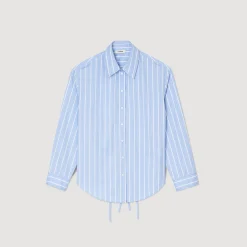 Camicia A Righe Retro Scoperto In Pizzo