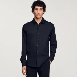 Camicia Aderente In Cotone Stretch