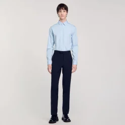 Camicia Aderente In Cotone Stretch