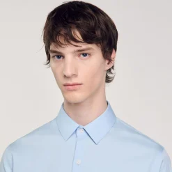 Camicia Aderente In Cotone Stretch