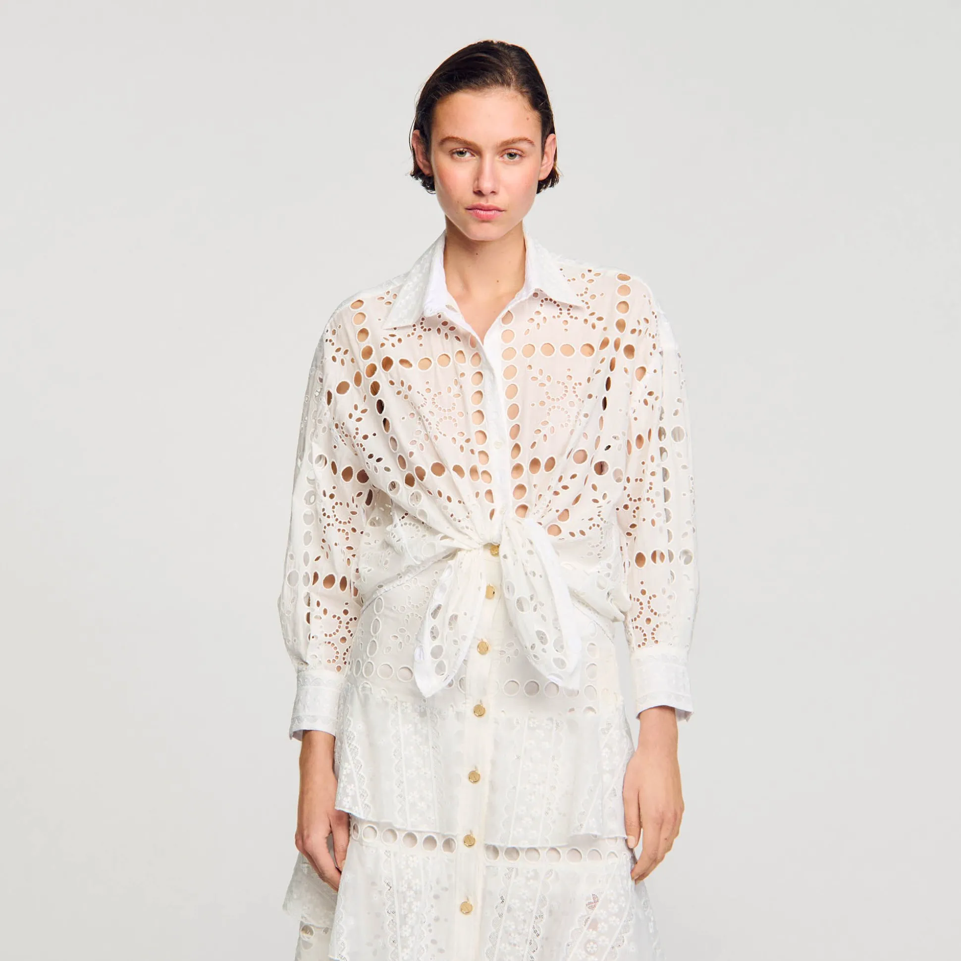 Camicia Con Ricamo Punto Inglese