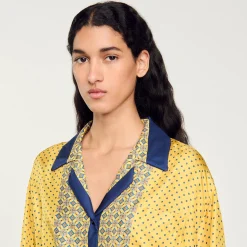 Camicia Corta En Seta Con Stampa