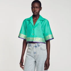 Camicia Corta In Jacquard Glitterato