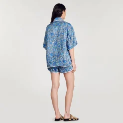 Camicia Larga In Seta Con Stampa A Fiori