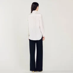 Camicia Seta Con Collo Arricciato