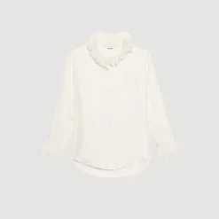 Camicia Seta Con Collo Arricciato