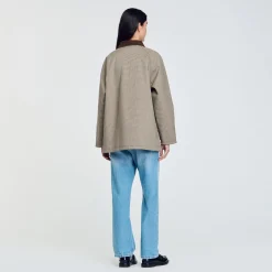 Cappotto A Quadri Con Colletto Vellutato