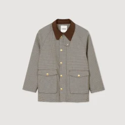 Cappotto A Quadri Con Colletto Vellutato