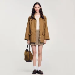 Cappotto Con Colletto In Pelle