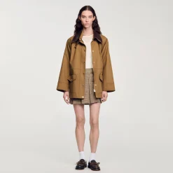 Cappotto Con Colletto In Pelle
