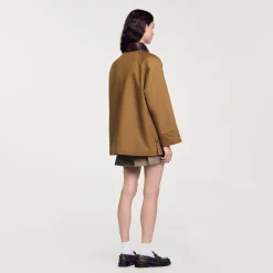 Cappotto Con Colletto In Pelle