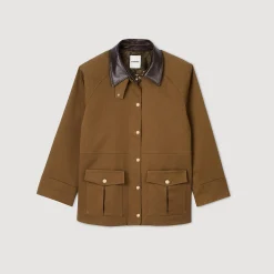 Cappotto Con Colletto In Pelle