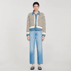 Cardicoat In Maglia A Righe E Denim