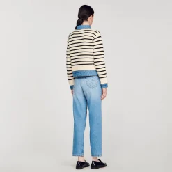Cardicoat In Maglia A Righe E Denim