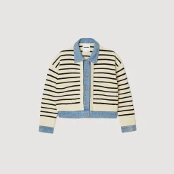 Cardicoat In Maglia A Righe E Denim