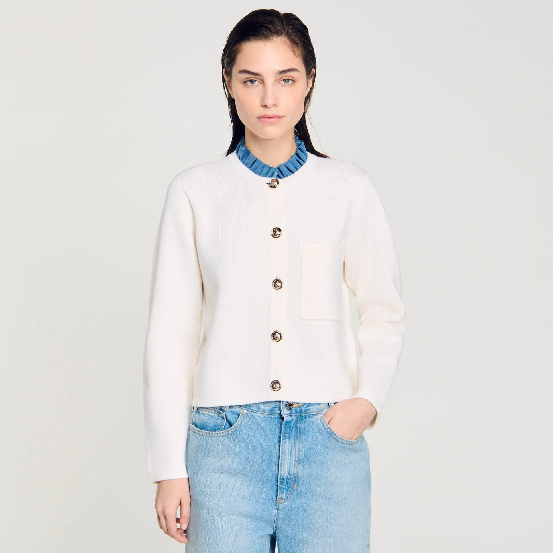 Cardigan A Collo Alto