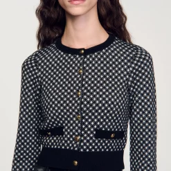 Cardigan A Quadri In Jacquard