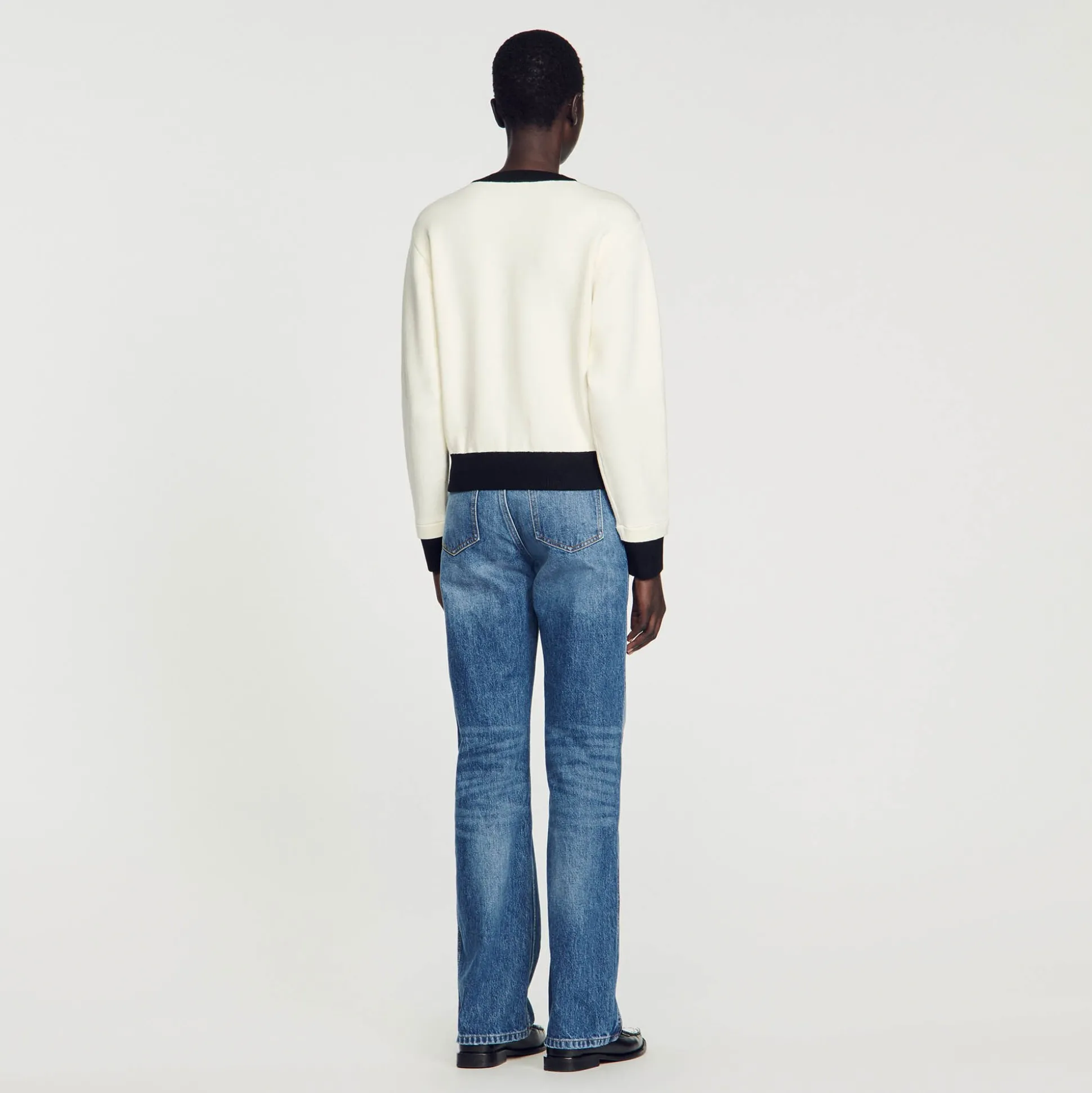 Cardigan Bicolore Con Bottoni