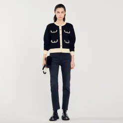 Cardigan Bicolore Con Bottoni