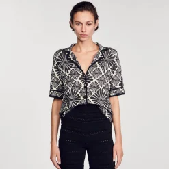 Cardigan Con Fiori In Jacquard