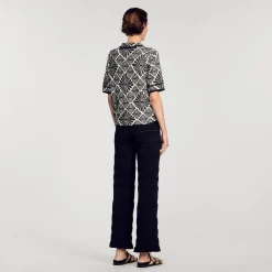 Cardigan Con Fiori In Jacquard