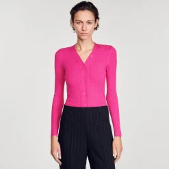 Cardigan In Maglia A Coste