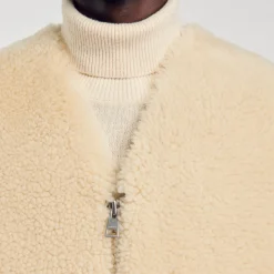 Cardigan Smanicato Montone Scamosciato