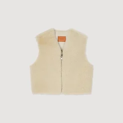 Cardigan Smanicato Montone Scamosciato