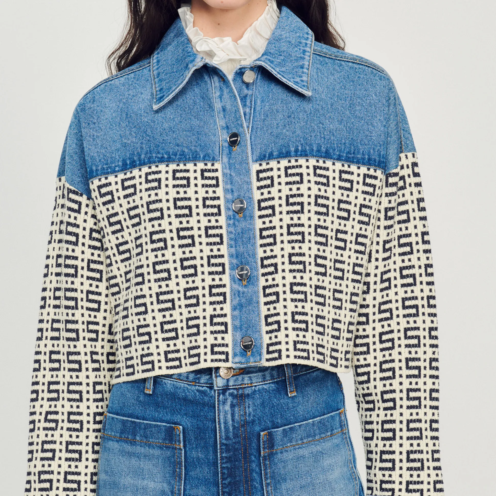 Cardigan-cappotto Corto In Denim