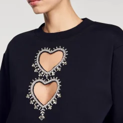 Felpa Con Cuori In Strass