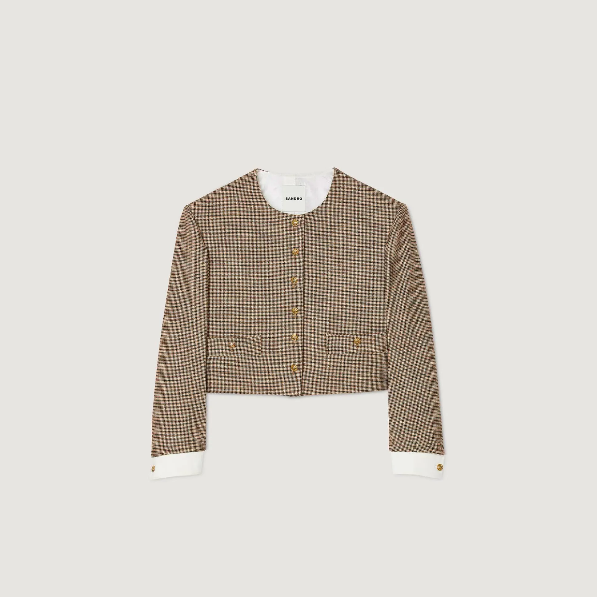 Giacca Corta Con Mini Pied De Poule