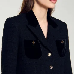 Giacca Corta In Tweed E Velluto