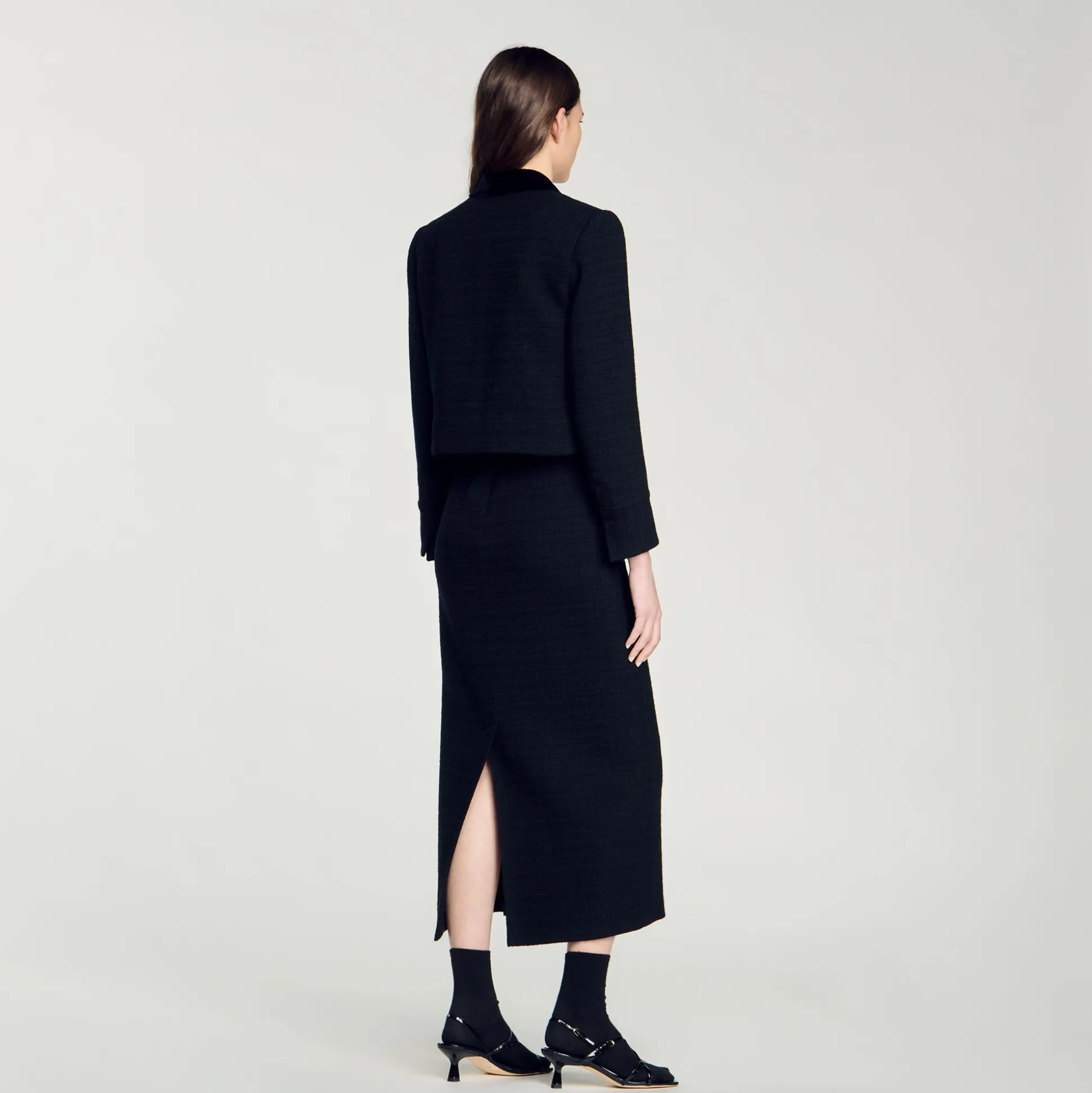Giacca Corta In Tweed E Velluto
