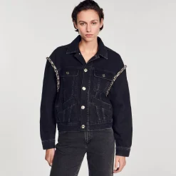 Giacca In Jeans Oversize Con Strass