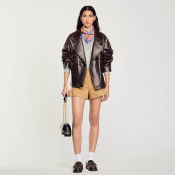 Giubbotto In Pelle Oversize