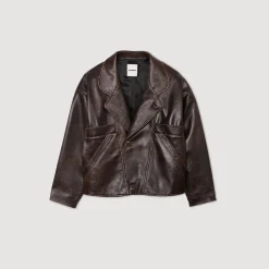 Giubbotto In Pelle Oversize