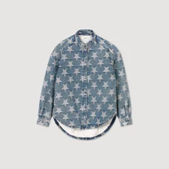 Giubbotto Overshirt In Jeans Con Stelle